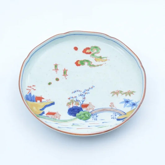 색 그림 산수 7 치수 접시