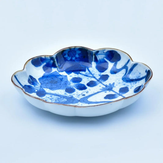 흐르는 꽃 구름 모양 깊은 접시 24 x 20