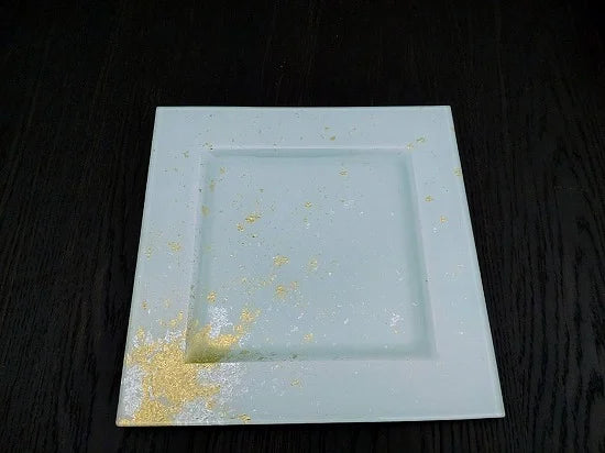 Square rim plate pure platinum leaf – 弥平Japan