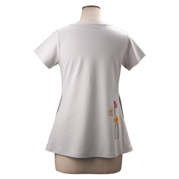 半袖ソフトフレアーロングプルオーバー(シルバー)