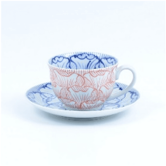 花弁紋赤コーヒー碗皿